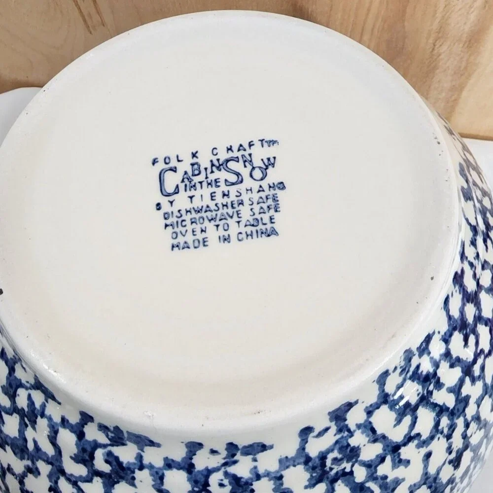 Folk Craft Cabin In Snow Mixing Serving Bowl 10.5" oven dishwasher microwave saf - Picture 4 of 11